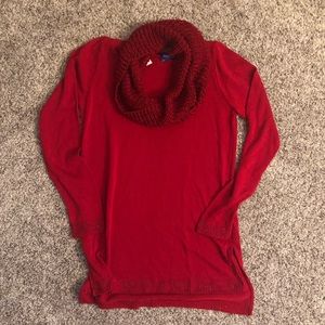 Red NWT light weight sweater with infinity scarf